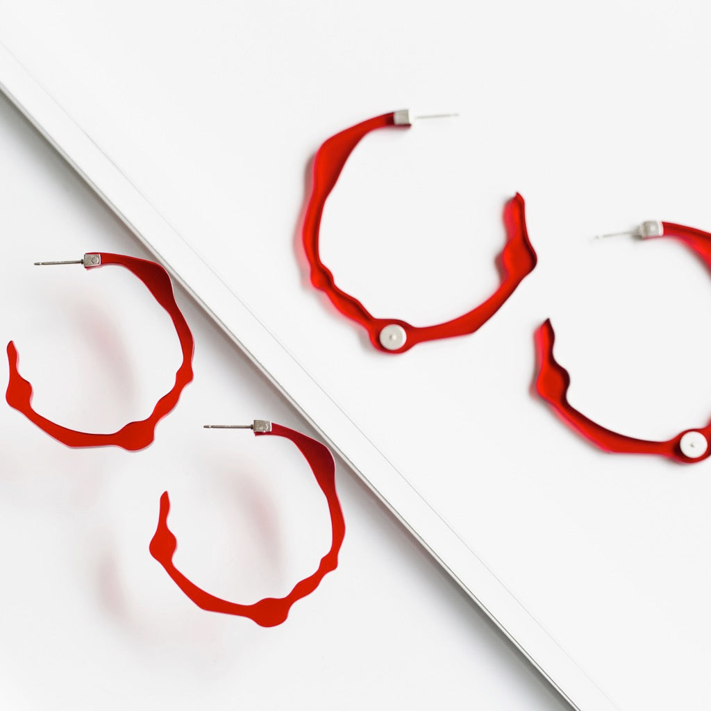 Buy Elegant One Gram Gold Red Crystal Hoop Earrings Design Online